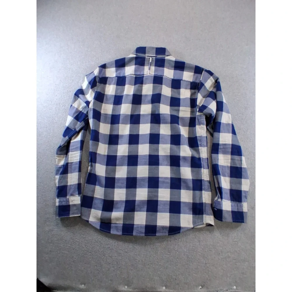 Banana Republic Flannel Shirt Mens Small Blue Buffalo Check Slim Fit Button Down